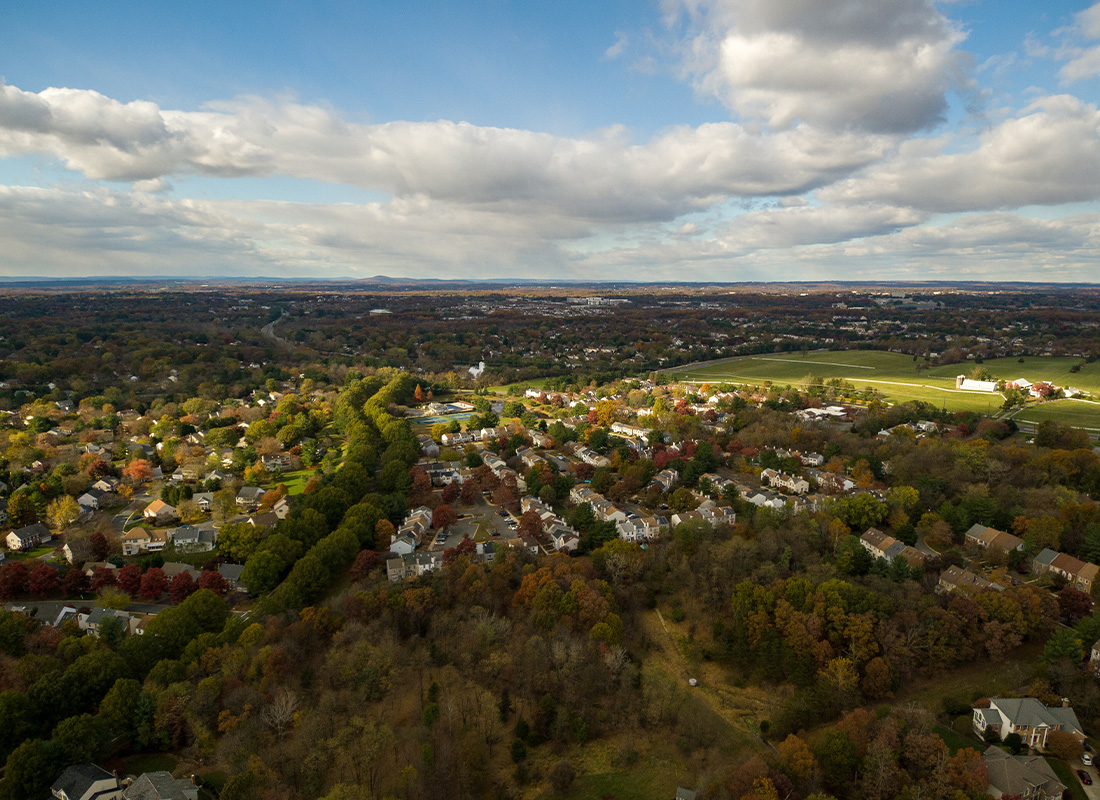 Cockeysville, MD - Aerial View Overlooking Maryland Homes and Community on a Sunny Day